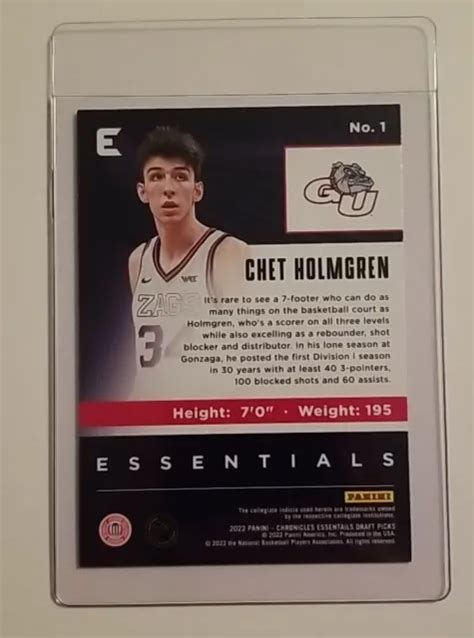 CHET HOLMGREN RC 2022 Panini Chronicles ESSENTIELS Draft Picks ROOKIE