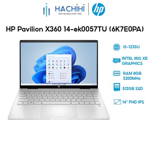 Laptop Hp Pavilion X360 14 Ek0057tu 6k7e0pa I5 1235u 8gb 512gb Intel Iris Xe Graphics W11