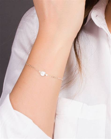 Sterling Silver Initial Bracelet Dainty Initial Bracelet In Etsy Initial Bracelet Silver