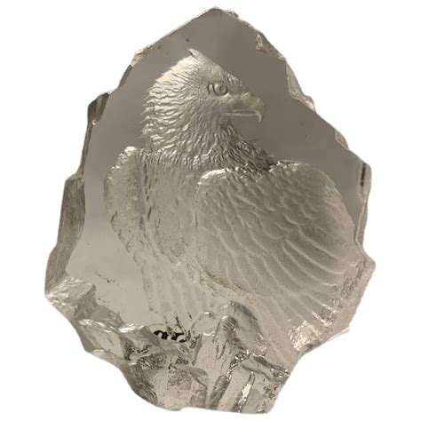 Vintage Mats Jonasson Bald Eagle Crystal Paperweight Sculpture Etsy