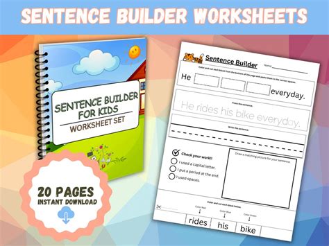 Educational Sentence Building Worksheets For Kids Writing Practice Pdf