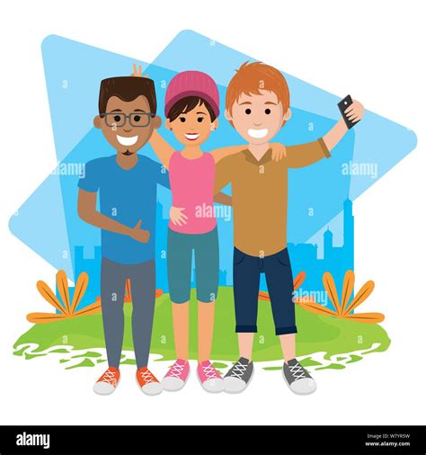 Friends Youth Happy People Cartoon Stock Vector Image And Art Alamy