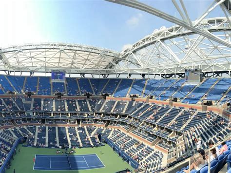 A Panoromic View Of Arthur Ashe Tennis Stadium In Flushing New York