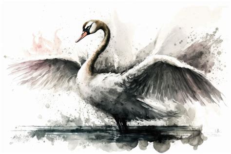 Premium Photo | Swan watercolor hand drawn style