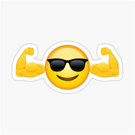 Muscle Emoji With Sunglasses Sticker For Sale By SherifBeshr Redbubble