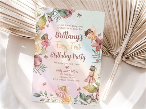 Fairy First Birthday Invitation My Fairy First Invitation Enchanted