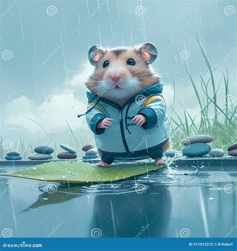 Cute Hamster Surfing Adventure Stock Illustration Illustration Of