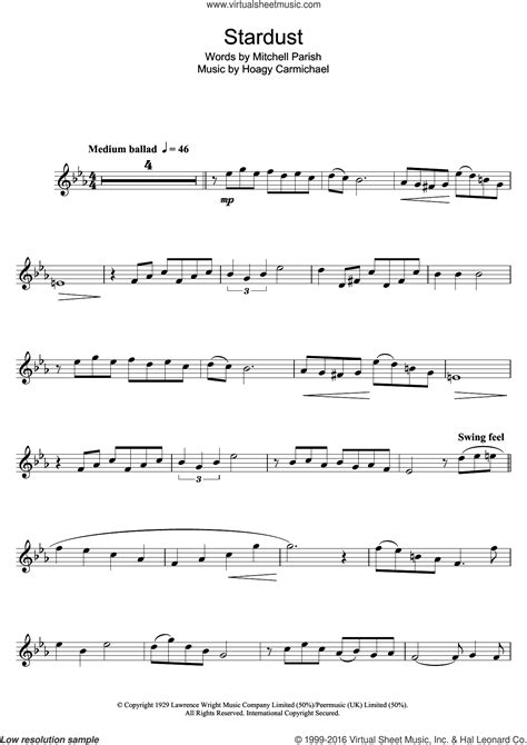 Carmichael Stardust Sheet Music For Tenor Saxophone Solo Pdf