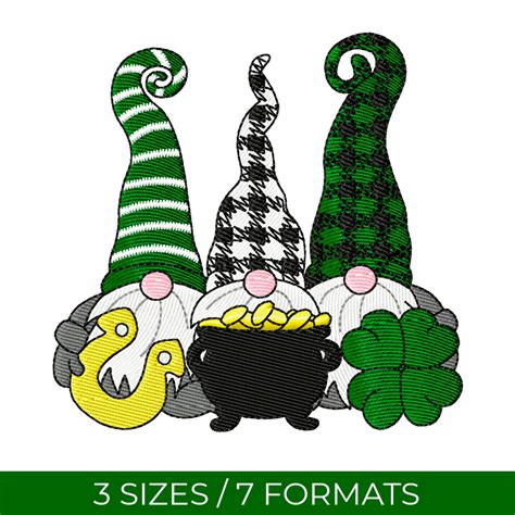 St Patricks Day Gnomes Embroidery Design Embroidery File Inspire