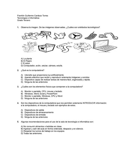 Prueba Saber Tercero Franklin Guillermo Cardozo Torres Tecnología e
