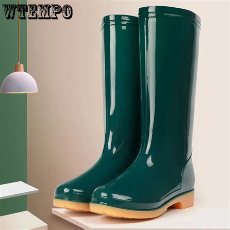 Botas De Lluvia Altas Para Mujer Zapatos De Goma Antideslizantes