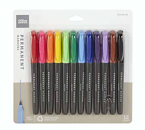 Office Depot Brand Permanent Markers Fine Point 100percent Recycled