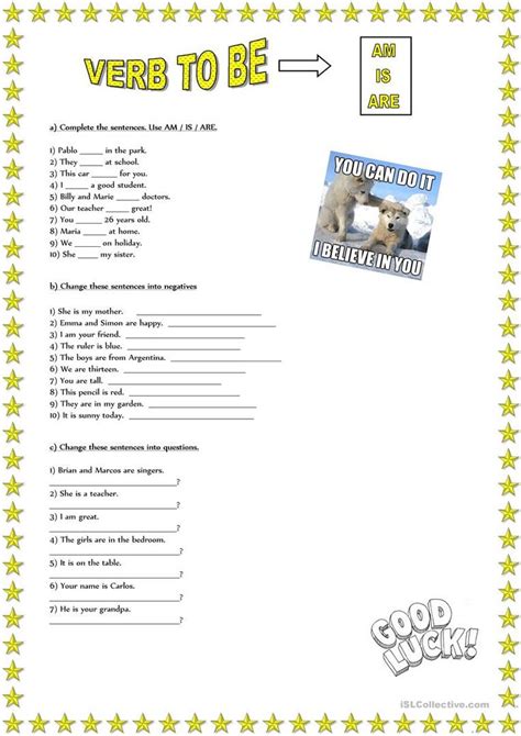 Verb To Be Affirmative Negative Interrogative English Esl Worksheets For Distance Learnin