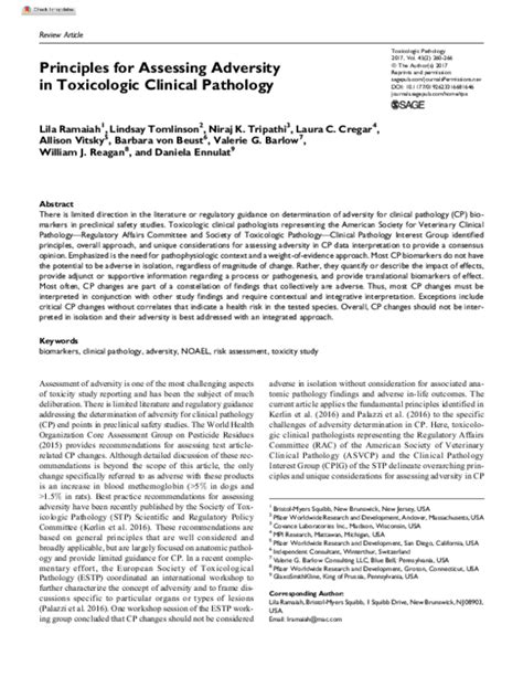 Pdf Principles For Assessing Adversity In Toxicologic Clinical Pathology