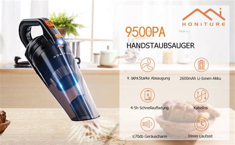 Amazon De HONITURE Handstaubsauger Akku 9500Pa Handsauger Kabellos