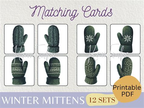 Winter Mittens Matching Cards Toddler Winter Sorting Activity