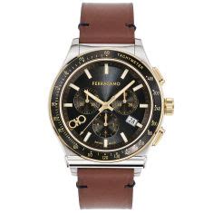 Ferragamo Chrono Brown Leather Strap Watch Mm Sfkz