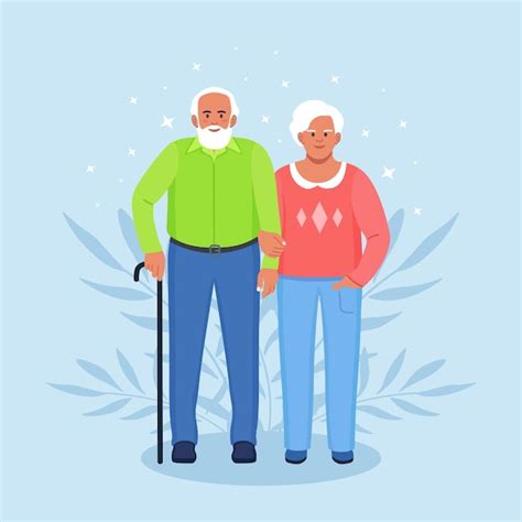 Premium Vector Elderly Couple Holding Hands Seniors Grandmother And