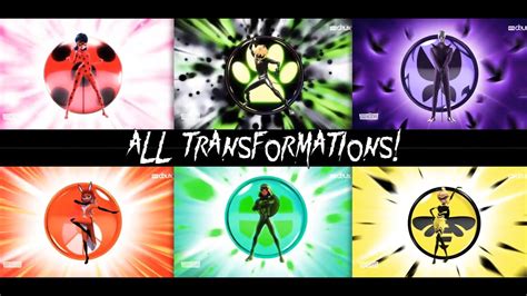 Miraculous All Transformations Ladybug And Cat Noir Youtube