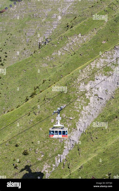 Cable Car Between Wengen And Mannlichen Above Lauterbrunnen Valley