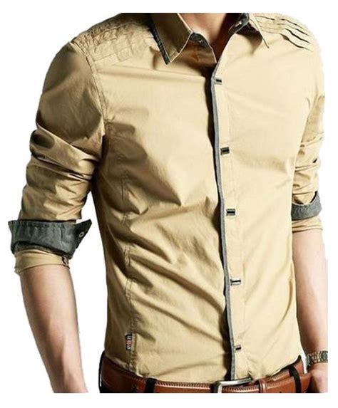 Light Brown Shirt With Shoulder Stripes Stylzzz Brown Shirt Shirts