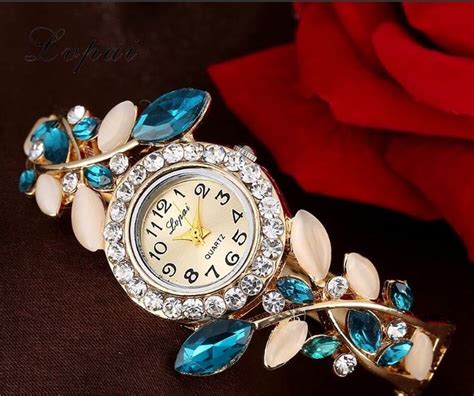 Lvpai Brand Fashion Watch Women Luxury Gold Crystal Gemstone Flowers