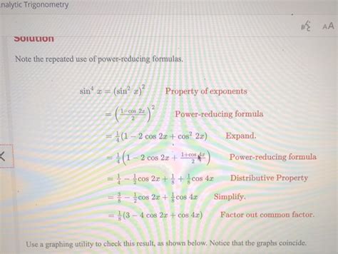 Solved Use The Power Reducing Formula To Rewrite The Chegg