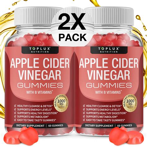 Toplux Apple Cider Vinegar Gummies 1000mg Acv With The Mother For