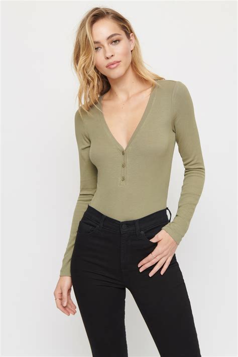 Henley Ribbed Bodysuit