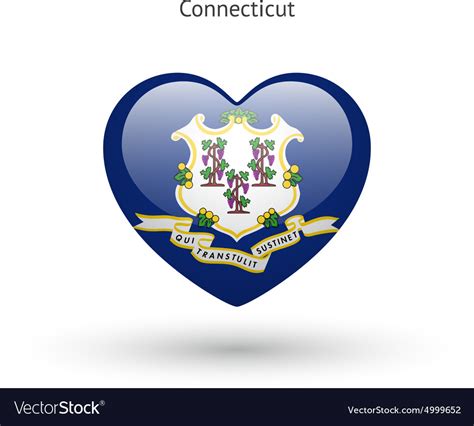 Love Connecticut State Symbol Heart Flag Icon Vector Image