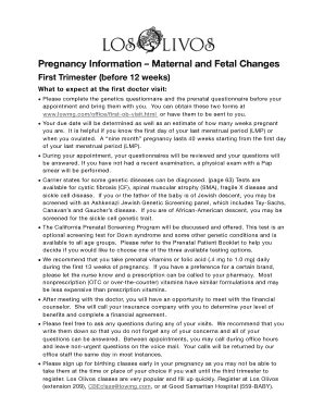 Fillable Online Pregnancy Information Maternal And Fetal Changes Fax