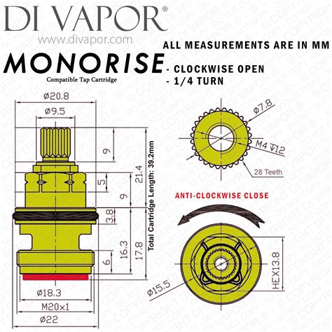 Rangemaster Monorise Tmr Cm Hot Tap Cartridge Compatible Spare Rmtmr Cm