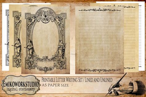 Printable Letter Writing Victorian Graphic by Emikoworkstudio · Creative Fabrica