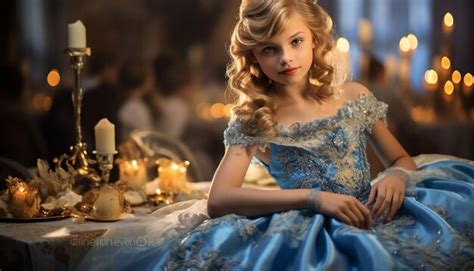 Premium Photo A Girl Like Princess Blonde Hair In A Blue Princess Dress