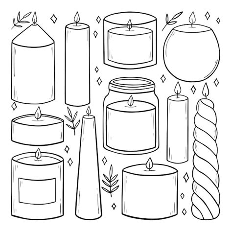 Premium Vector Set Of Hand Drawn Cozy Candles Doodle