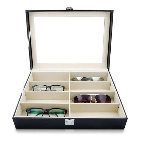 2020 Eyeglass Sunglasses Storage Box With Window Imitation Leather Glasses Display Case Storage