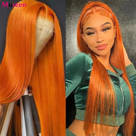 Ginger Orange Lace Front Wig Straight Full Lace Front Human Hair Wigs Hd Lace Frontal Wig