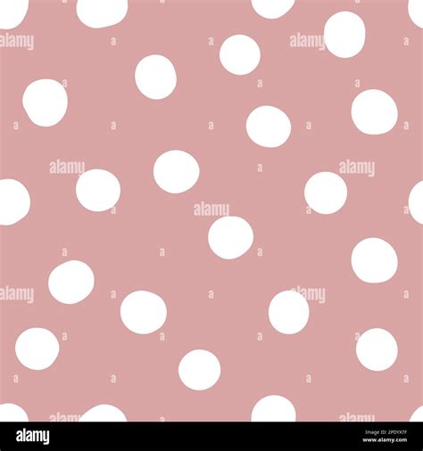 Seamless Neutral Polka Dots Pattern White Hand Drawn Circles On Dusty Pink Background Abstract