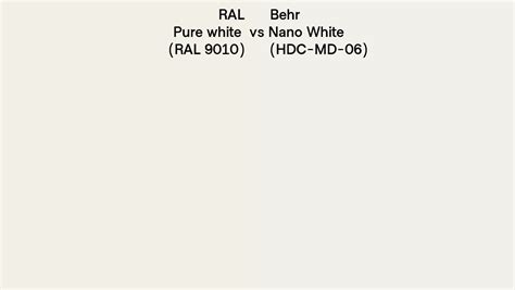 RAL Pure White RAL 9010 Vs Behr Nano White HDC MD 06 Side By Side