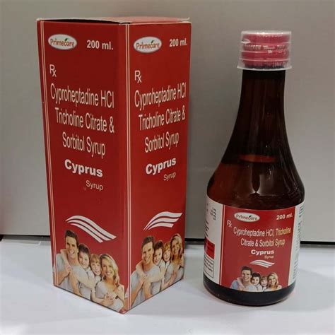 Cyprus Cyproheptadine Hcl Tricholine Citrate And Sorbitol Syrup For