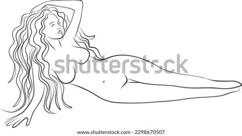 Nude Woman Line Art Vector Modelling Stock Vector Royalty Free Shutterstock
