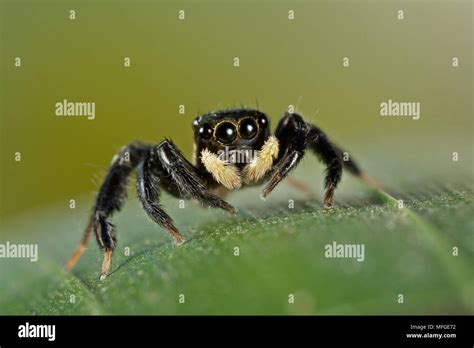 Jumping Spider Salticidae Closeup Showing Face And Eyes Stock Photo Alamy