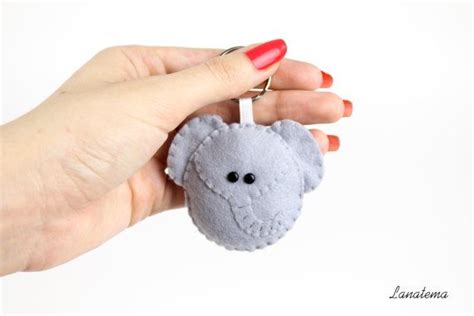 Elephant Felt Keyring Handmade Keychain Elephant Plush By Lanatema Felt Keyring Felt Crafts