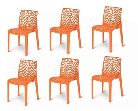 Rw Rest Well Web Polypropylene Armless Cafeteria Chair Orange Set Of