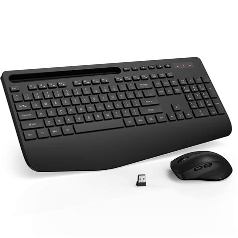 Wireless Keyboard and Mouse Combo, 2.4G Full-Sized Ergonomic Computer ...