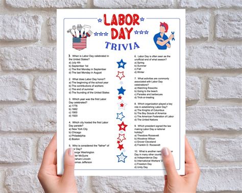 Labor Day Trivia Game Labor Day Activity End Of Summer Game Labor