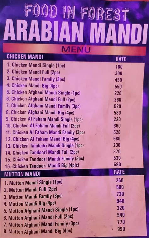 Menu At Arabian Mandi Nizampet Hyderabad