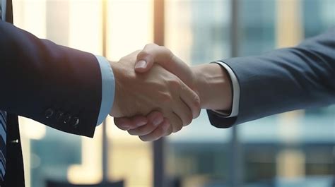 Premium Ai Image Two Men In Suits Shaking Hands Close Shot