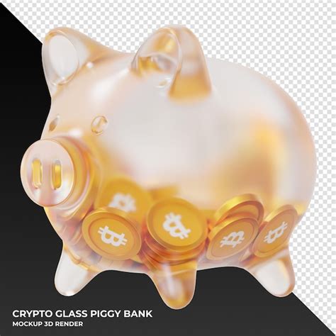 Moeda bitcoin btc em renderização 3d de cofrinho de vidro fosco PSD