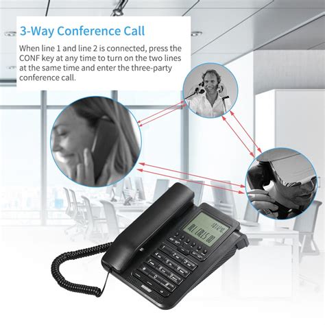 2 Line Digital Corded Telephone Desk Landline Phon Grandado